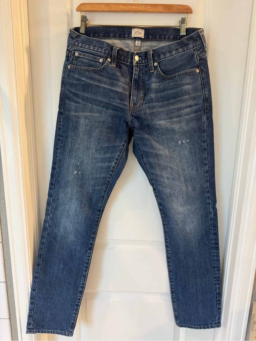 J. Crew Men's Slim Straight Dark Blue Washed Jeans